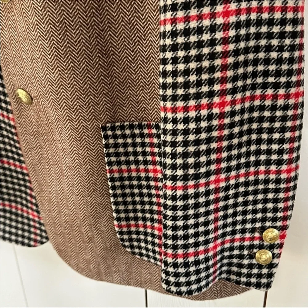 Rowing Blazers Brown, Black & Red Mixed Plaid Patchwork Blazer - Picture 7 of 15